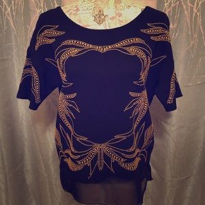 💕SALE💕 Zara W&B Collection Crepe Gold Design Top